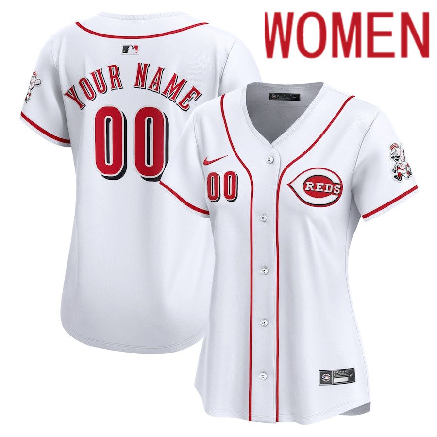 Women Cincinnati Reds Nike White Home Limited Custom MLB Jersey